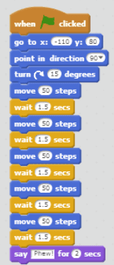 In order to make any program in Scratch, you need to think through the sequence of steps.